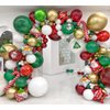 AobkDeco 138PCS Christmas Balloon Garland Arch Kit With Red Green Gold White Balloons Candy Balloons Sequin Balloons Gold Star Balloons Moose Sleigh Balloon for Christmas Party Decorations Supplies