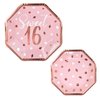 Rose Gold & Pink Sweet 16 Birthday Bundle: Party Supplies Set with paper Plates, Napkins and Cups - Sweet Sixteen Decorations, Party Favors ，Serves 16
