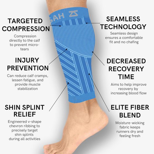 Zensah Running Leg Compression Sleeves – Shin Splint, Calf Compression Sleeve, Made in USA for Sports, Travel, Men and Women (White, Small/Medium)