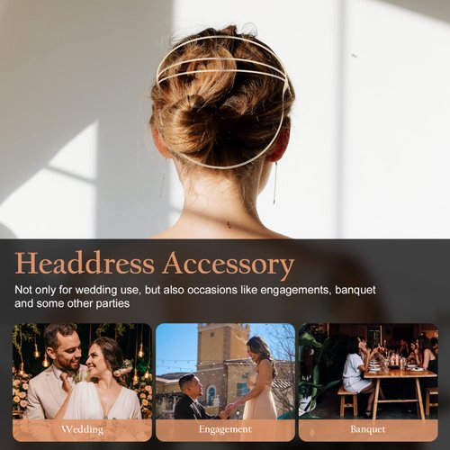 Beavorty Headband, 2 Pcs Simple Golden Iron Hairband, Hair Hoop Metal, Wedding Bridal Headdress, Halloween Costume Headpiece, DIY Hair Accessory, Gold Queen Goddess Headband, Wedding Wire Headband