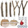 CZWESTC 8 Pieces Natural Wood Bird Perch Wooden Parrot Perch Stand Fork Toys Hanging Multi-Branch Perch Platform Hammock Swing Toy for Macaws, Small Parakeets, Conures, Budgies, Finches