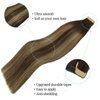 DOORES Human Hair Extensions Tape in Balayage Chocolate Brown to Honey Blonde 14 Inch 20pcs 50g Remy Tape in Hair Extensions Straight Seamless Skin Weft Tape Hair Extensions