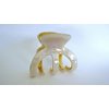 Generic Medium white iridescent gold tone textured acrylic and metal hair claw clip