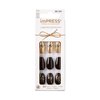 KISS imPRESS Limited Edition Holiday Press-On Manicure with PureFit Technology, Medium Length, Coffin Shaped, Black Press-On Nails, Style 'Naughty or Nice’