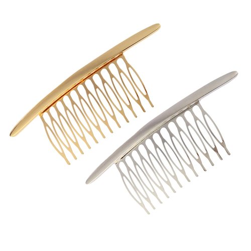 2Pcs Alloy 12 Teeth French Twig Hair Comb Bridal Wedding Hair Side Comb Decorative Hair Clip Comb Styling Tool Hair Accessories for Women (Gold+Silver)