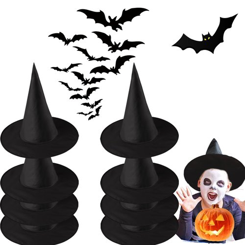 8 Pcs Witch Hat,Witches Hats,Halloween Witch Hats,Black Witch Hat,Easter Hats Halloween Yard Decoration,Suitable For Role-Playing Or Party Decoration