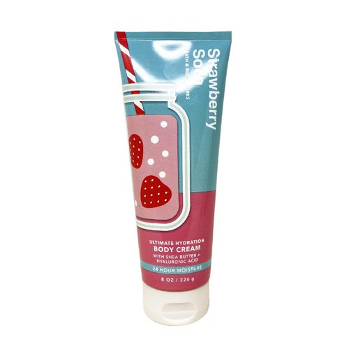 Bath & Body Works Strawberry Soda Body Wash and Body Cream Bundle with a Himalayan Salts Springs Bar Soap - Full Size