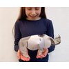 Build Your Own Moving White Rhino - Pull Tab Head Movement Action - Eco Friendly Cardboard Craft Kit - Ages 8+