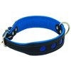 Dogs My Love Real Leather Soft Leather Padded Dog Collar Reflective (15"-17" Neck; 1.75" Wide, Black/Blue)