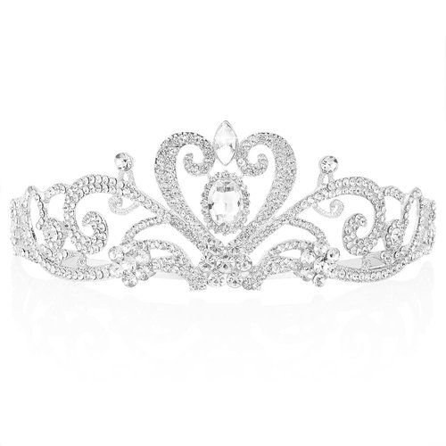 FASOTY Silver Tiara Crystal Crown with Combs Elegant Princess Tiaras and Crowns for Women Girls Rhinestone Headband for Bride Bridal Wedding Birthday Party Prom