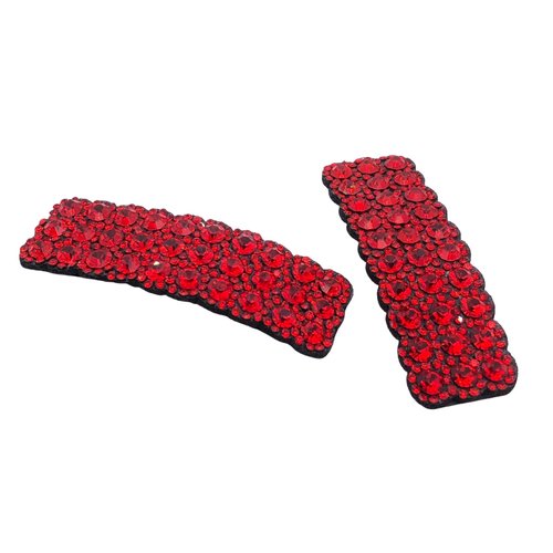 2PCS Rhinestones Snap Hair Clips for Women Girls Rectangular Hairpins Korean Barrettes Hair Accessories Red