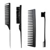 Teasing Hair Brush, Hair Styling Comb Set 4 PCS, Rat Tail Comb Edge Brush, Hair Tail Tools for Women Girls Kids Braiding Backcombing Styling (Black)