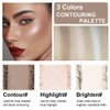 3 IN 1 Brown Nude Face Highlight Bronzer Powder Palette for Face Cheeks Contour Brightening, Buildable Matte Coverage Natural Makeup,Ultra Sculpt Nose Shadow Eyeshadow Primer 03#