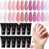 Beetles Nail Extension Gel Kit 12 Colors Clear Pink Purple Brown Glitter Neutral Nail Extension Gel Kit Jelly Gel Quick Building Nail Enhancement Manicure Kit DIY Salon Gift for Women