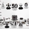 50th Birthday Decorations Honeycomb Centerpieces for Women Men, 8pcs Black White Silver Happy 50 Birthday Table Topper Party Supplies, Fifty Years Old Birthday Table Sign Decor