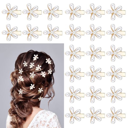 12 pcs Daisy CUBACO Mini Metal Hair Clips, Tiny Decorative Flower Claw Clips for Hair Decorations and Accessories for Girls (White)