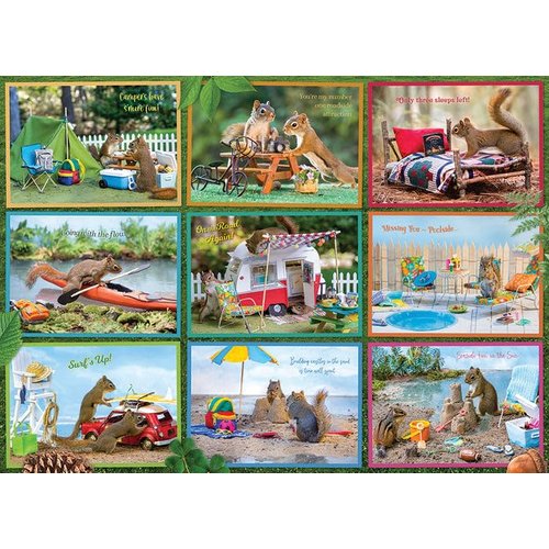 Cobble Hill 1000 Piece Puzzle - Squirrels on Vacation - Sample Poster Included