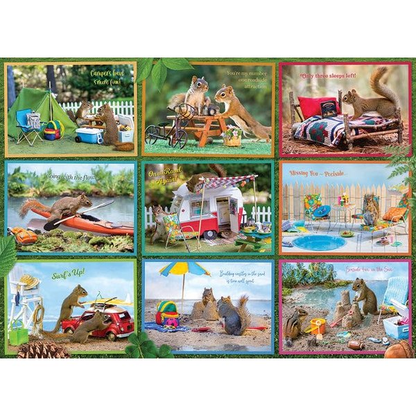 Cobble Hill 1000 Piece Puzzle - Squirrels on Vacation - Sample Poster Included