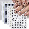 6Sheets Crystal Star Nail Stickers for Nail Art Black Gold Silver Design Stars Nail Art Sticker 3D Glitter Star Sticker Self-Adhesive Pegatinas Uñas Luxury Nail Decals for DIY Nail Tips Manicure Decor