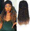 AliRobam Hat Wig Short Baseball Cap Wig with Pre-Twisted Ombre Brown Passion Twist Hair Extensions Synthetic Curly Ends Wig Hat Adjustable Black Baseball Hat Wig for Black Women(14inch, T27)