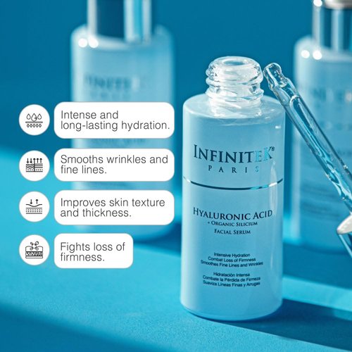 Infinitek Paris Skin Care Organic Facial Hyaluronic Acid Serum - 1 Fl Oz, Hydrating Face Serum - Premium Anti-Aging Moisturizer Hyaluronic Acid Serum with Organic Silicon for Radiant Skin