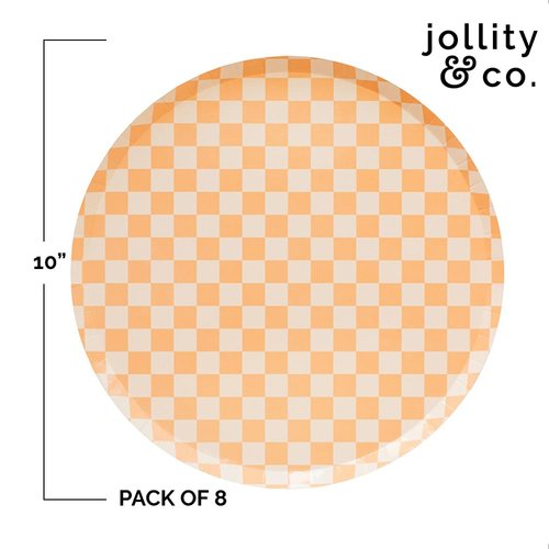 Jollity & Co Check It! Dinner Plates - The Classic Black Paper Plates - Pack of 8 Cake Plates Disposable - Checkered Pattern Party Plates for Baby Showers, Summer Parties, Birthday Decorations