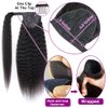 Alisfeel Kinky Straight Human Hair Ponytail Extensions 10A Brazilian Yaki Straight Ponytail Human Hair Extensions Hairpiece Unprocessed Clip In Pony Tail for Black Women 110g (24 Inch)