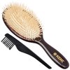 Kent CSGM 7.75" Classic Shine Medium Oval Cushion Straightening Brush and Hair Detangler - Soft White Boar Bristle Hair Brush - Shine Hair Brush and Scalp Scrubber for Mid-Length Fine or Thinning Hair