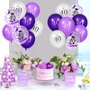 40th Purple Birthday Balloons Decorations, 16PCS Purple White Happy 40th Birthday Confetti Latex Balloons for Women Men Happy Birthday Party Wedding Anniversary Indoor Outdoor Party Supplies,12 Inch