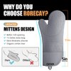 Rorecay Extra Long Oven Mitts and Pot Holders Sets: Heat Resistant Silicone Oven Mittens with Mini Oven Gloves and Hot Pads Potholders for Kitchen Baking Cooking, Quilted Liner, Gray, Pack of 6