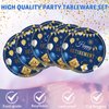 41PCS Retirement Decorations For Women Men Blue Gold Happy Retirement Party Supplies Decor Napkins Plates Tablecloth Tableware Set Serves 20