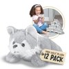 Forest & Twelfth Mini Wolf Plush Toys, 12 Pack Wolf Stuffed Animals Bulk, Stocking Stuffer for Girls & Boys, Animals Figures for Party Favors, Goody Bags, Classroom Treasure Box Prizes (Wolf)