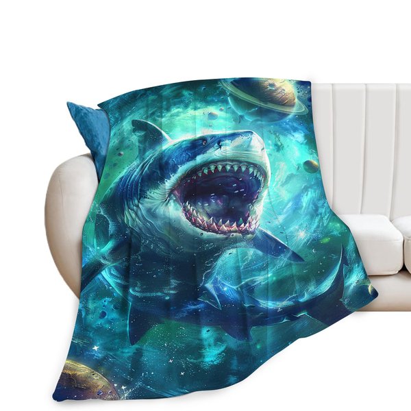 Funny Shark Blanket Fantasy Shark Throw Blanket Shark Gifts and Decor Shark Blanket for Girls Women Men Boys Soft Warm Cozy Fleece Blanket for Couch Sofa ​Bed 50"x40"