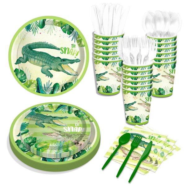 116 Ps Crocodile Party Supplies 16 Guests Crocodile Party Decorations Including Crocodile Party Paper Plates Dinner Plates Napkins Cups Set for Crocodile Party