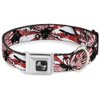 Dog Collar Seatbelt Buckle Rising Sun White Red 9 to 15 Inches 1.0 Inch Wide