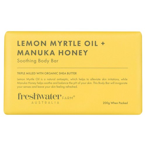 Freshwater Farm Australia Soothing Castile BODY BAR | Lemon Myrtle Oil + Manuka Honey | Natural Ingredients | Triple-Milled Soap Bars With Organic Shea Butter