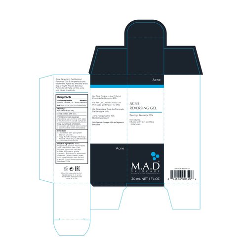 M.A.D Skincare Acne Reversing Gel - Non-Drying Benzoyl Peroxide Blemish Control 1 oz.