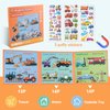 ASTARON 3D Magnetic Puzzle with 60 Puffy Stickers for Toddlers, 41 Pieces Construction Vehicles Toddler Puzzles Preschool Education Learning Travel Toys Car Plane Activities for Kids Quiet Time