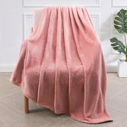 Exclusivo Mezcla Fleece Throw Blanket for Couch, Sofa, 300GSM Super Soft and Warm Blankets, Dusty Pink Throw All Season Use, Cozy, Plush, Lightweight, 50x60 inches