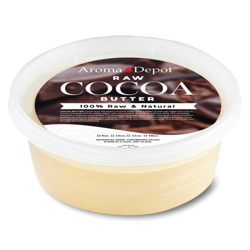 Aroma Depot 8 oz Raw Cocoa Butter Unrefined 100% Natural Pure Great for Skin, Body, Hair Care. DYI Body Butter, Lotions, Creams Reduces Fine Lines, Wrinkles, used for eczema psoriasis