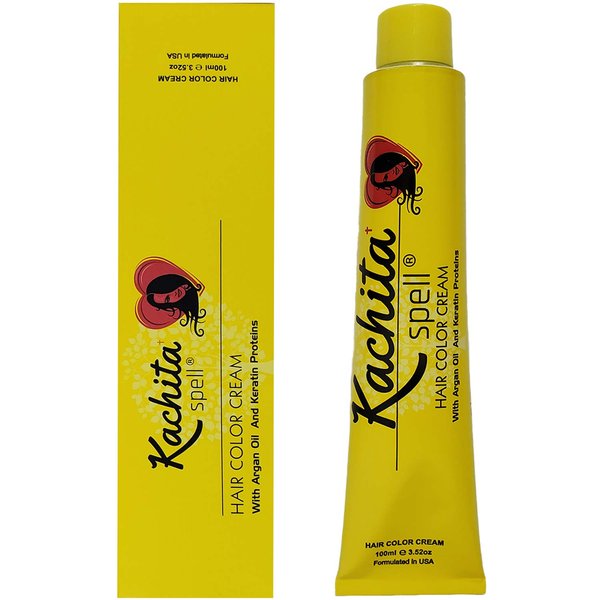 Permanent Hair Dye Red Blond Intense 7.66 Kachita Spell 3.52 oz 100 mL Professional Hair Color Cream with Keratin and Argan Oil, 100% Gray Coverage
