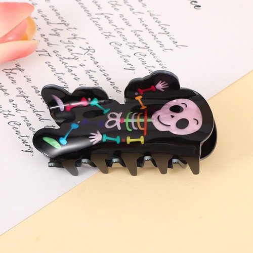 Halloween Hair Claw Clips Skull Hair Clips Black Hair Barrettes Colorful Skeleton Hair Clip Gothic Hair Barrettes Cute Shark Jaw Clips Party Hair Pins Decoration Halloween Hair Accessories for Women
