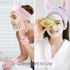 YISSION 6Pcs Face Wash Headbands and Wristbands Set Bunny Ears Headbands Spa Headband Makeup Headband Skincare Headbands with Wristbands for Women Girls Washing Face(Pink Purple)