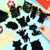 RoundFunny 80 Pcs Fall Craft Kit for Kids Woodland Animals Scratch Cards Forest Animals Crafts Scratch Paper for DIY with 80 Pcs Stick and Ribbon for Thanksgiving Woodland Camping Party Favors