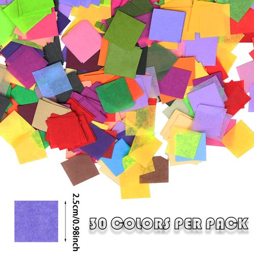 Jyongmer 9000 Sheets 1 Inch Tissue Paper Squares, 30 Assorted Colored Tissue Paper for Crafts Colorful Tissue Paper Bulk Art Rainbow Tissue Paper for Arts Craft Paper Projects, Scrunch Art
