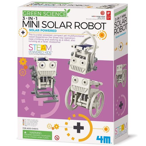 4M 3-In-1 Mini Solar Robot – STEM Toys DIY Green Science Eco-Engineering Building Kit Gift for Kids, 4M Mini Solar Robot 3 In 1