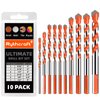Masonry Drill Bits Set for Tile, Brick, Cement, Concrete, Glass, Plastic, Cinder Block, Wood etc,Chrome Plated with Industrial Strength Carbide Tips with Storage Case Orange(10 Pack)