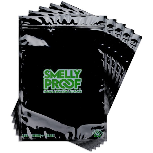 Smelly Proof Reusable Food Storage Container Bags, Reusable Freezer Bags US-Made PEVA & BPA FREE 2 Gallon Bag, Easy Clean Dishwasher-Safe, NO SMELL Triple Zip BLACK 4 mils FLAT 12" x 16" - 5pk