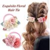 Cinaci 8 Pack Decorative Pearl Flower Hair Ties Rubber Bands Floral Ponytail Holders Hair Scrunchies Ropes Elastics Accessories for Toddlers Kids Teens Girls