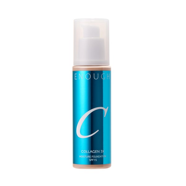 ENOUGH COLLAGEN 3X Moisture Foundation SPF 15, Korean Makeup Full Coverage Tinted Moisturizer, Skin Care Face Sunscreen for Women (#21N Clear Beige, 3.38 fl oz / 100ml)